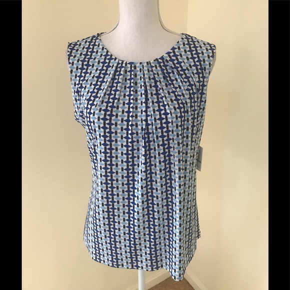 Calvin Klein Tops - NWT! Calvin Klein Large blue multi sleeveless top